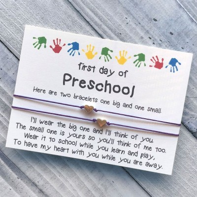 First Day of Preschool Bracelet Set Mommy and Me Wish Bracelet