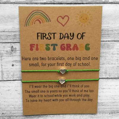 First Day of First Grade Bracelet Set Mommy and Me Wish Bracelet