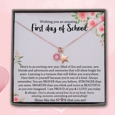 Personalized First Day of School Necklace Back to School Gift