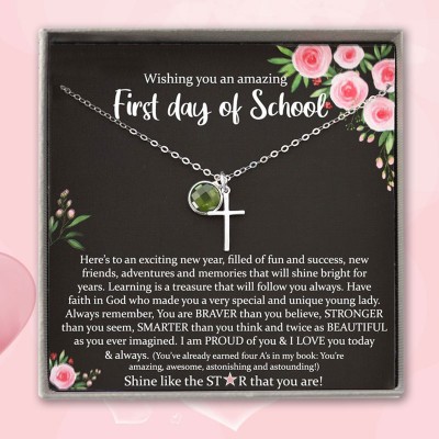 Personalized First Day of School Necklace Back to School Gift