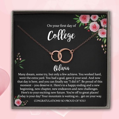 Personalized First Day of College Necklace Back to School Gift