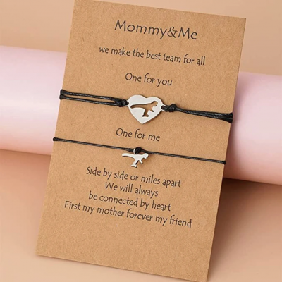Mommy and Me Back to School Dinosaur Matching Bracelets