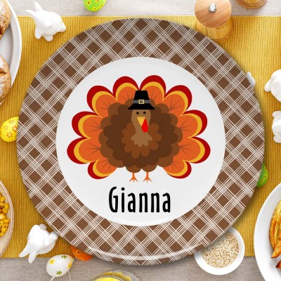 Personalized Blessed Family Thanksgiving Turkey Platter