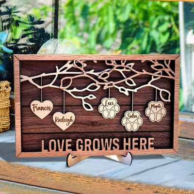 Personalized Family Tree Wood Sign Name Engravings Home Wall Decor Anniversary Birthday Gifts