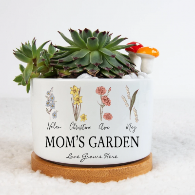 Custom Mom's Garden Mini Succulent Plant Pot Mom Decor Gifts Mother's Day Gift