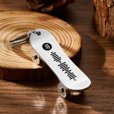 Custom Skateboard Keychain Spotify Code Keyring