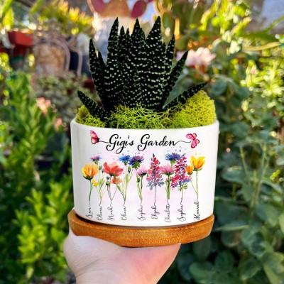 Personalized Gigi's Garden Succulent Plant Pot with Kids Name Mother's Day Gifts