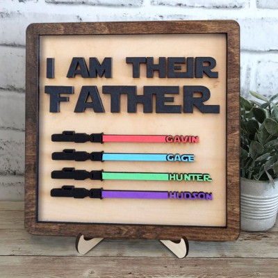Personalized I Am Their Father Wood Name Sign Handmade Sign for Dad Grandpa Father's Day Gifts