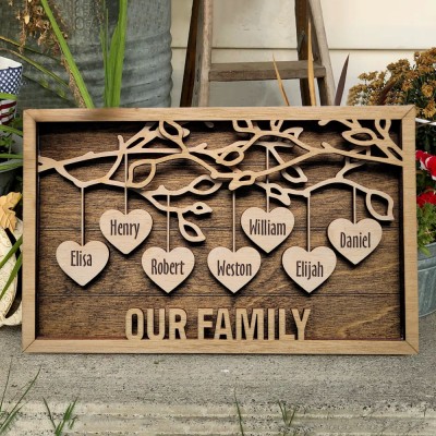 Custom Our Family Tree Sign Engraved with Names Grandparent Gifts Family Gifts Love Gift Ideas for Mom Grandma