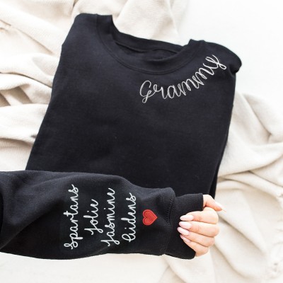 Custom Grammy Neckline Embroidered Sweatshirt Hoodie Unique Gift Ideas For Mom Grandma