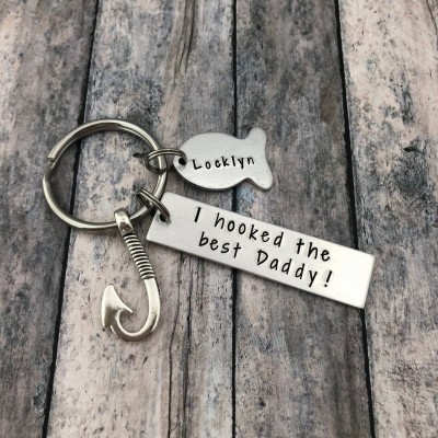 Personalized I Hooked The Best Daddy Fishing KeyChain