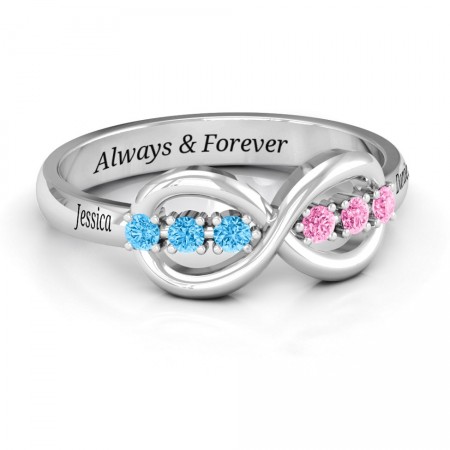 S925 Sterling Silver Personalized Eternity Birthstone Ring For Her