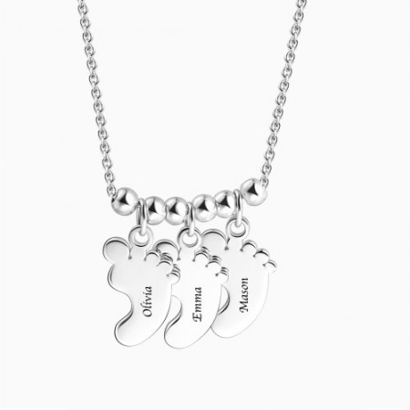 Engravable Baby Feet Necklace with 1-6 Pendants