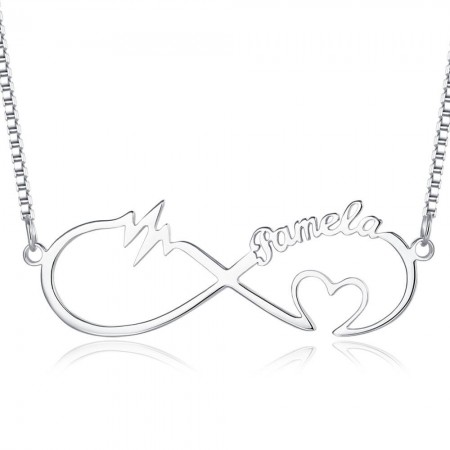 Personalized Infinity Heartbeat  Name Necklace