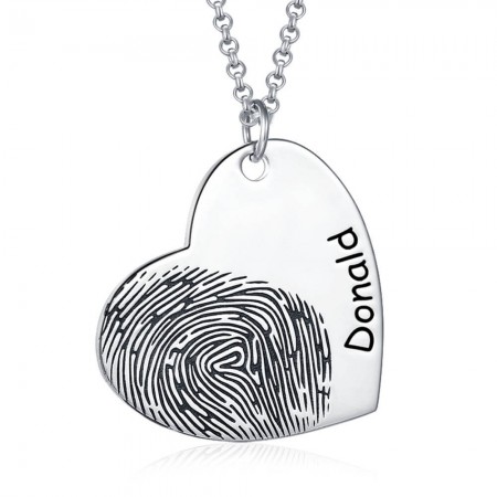 Personalized Fingerprint Heart Necklace