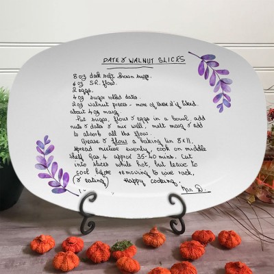 Handwritten Recipe on Platter Personalized Family Recipe Plate Christmas Gift for Wife