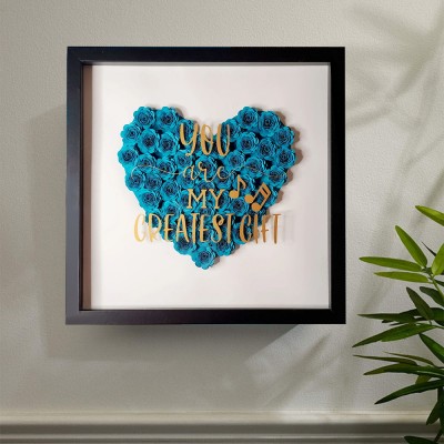 Personalized Solid Heart Flower Box Frame Anniversary for Wife Valentine's Day Gift for Girlfriend