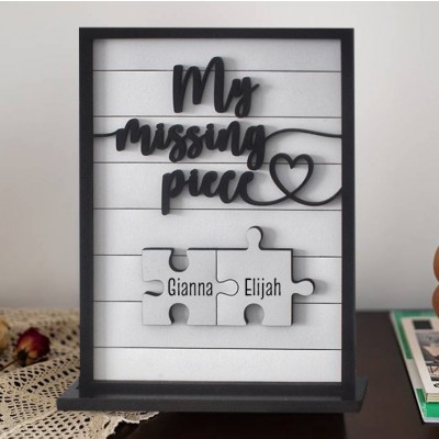 Personalized My Missing Piece Puzzle Sign Frame Keepsake Gifts for Couple Valentine's Day Anniversary Gift Ideas