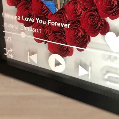 Personalized Spotify Heart Flower Shadow Box for Anniversary Valentine's Day