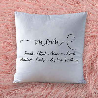 Personalized Engraving 1-20 Kids Names Family Pillow Mother's Day Gift