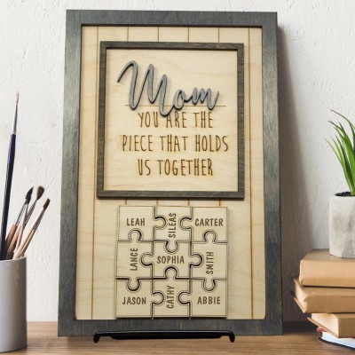 Mom You Are The Piece That Holds Us Together Personalized Mom Jigsaw Puzzle Pieces Mothers Day Gift Custom Gift for Mom Grandma