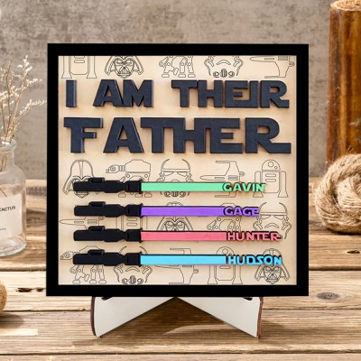 Personalized I Am Their Father Engraved Name Sign Lightsaber Gift for Daddy, Grandpa Father's Day Gift