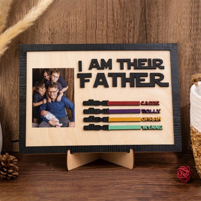 Personalized I Am Their Father Wooden Sign with Photo Unique Gift for Dad Father's Day Gifts
