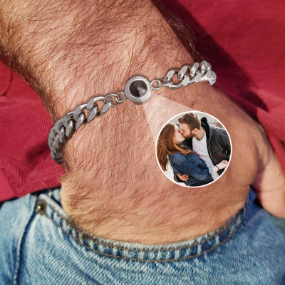 Personalized Photo Projection Bracelet Gift for Anniversary Christmas