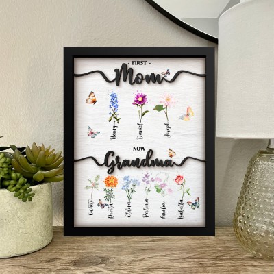 Personalized Birth Month Flowers Wooden Plaque Sign Great Grandma's Gift Christmas Gifts for Mom