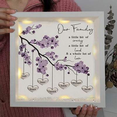 Personalized Light Up Family Tree Box Frame with 1-25 Names Mother's Day Gift For Grandma, Mom