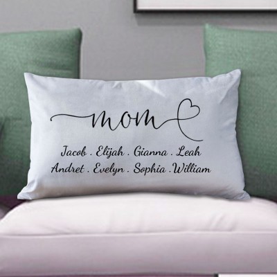 Personalized Engraving 1-20 Kids Names Family Pillow Mother's Day Gift