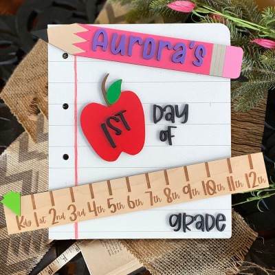 Personalized Back to School Sign Reusable Wood School Board Milestone Gifts for Kids