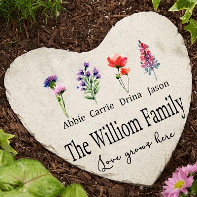Personalized Grandma's Garden Birth Month Flower Plaque with Kids Names Unique Gifts for Grandma Family Home Decor 