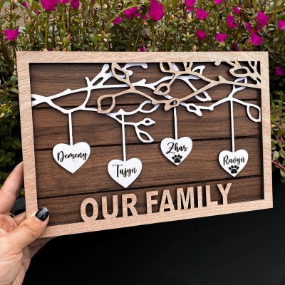 Christmas Gift for Mom Grandma Personalized Our Family Tree Sign