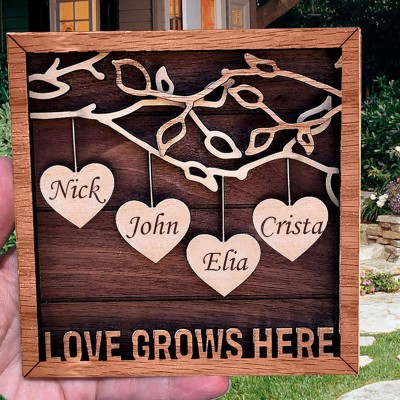 Personalized Wooden Family Tree Sign with Engraved Names Home Wall Decor Christmas Gift Family Gift