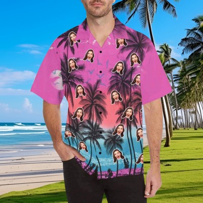 Custom Hawaiian Shirt with Face Summer Gift Coconut Tree Face Shirt Party Gift