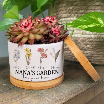 Custom Mom's Garden Love Grows Here Birth Flower Pot Unique Gift for Mom Grandma Mother's Day Gift Ideas