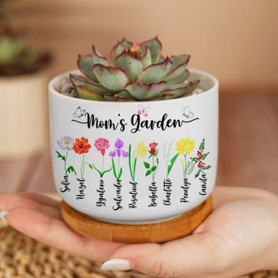 Personalized Grandma's Garden Birth Flower Mini Outdoor Pot Keepsake Gift for Mom Grandma Mother's Day Gift Ideas