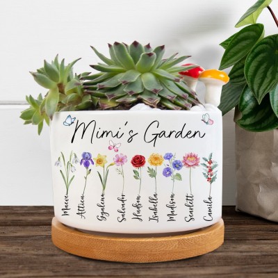 Custom Mom's Garden Art Print Birth Flower Pot Family Birthday Gift for Mom Grandma Mother's Day Gift Ideas