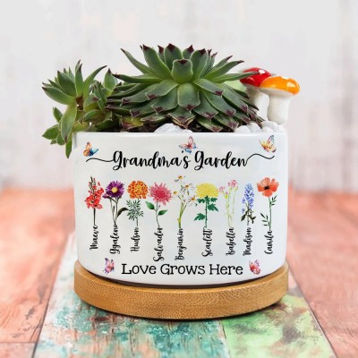 Custom Nana's Garden Mini Succulent Plant Pots Birth Flower Pot Mother's Day Gift Ideas