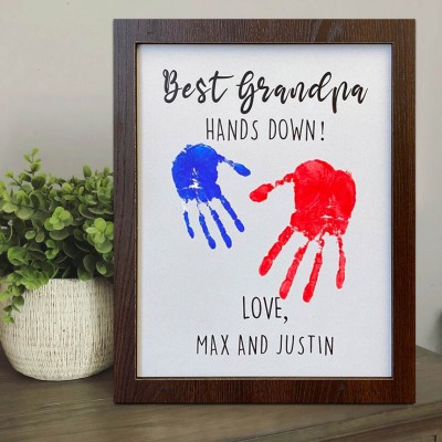 Handmade Father's Day Gift Best Grandpa Hands Down DIY Handprint Sign