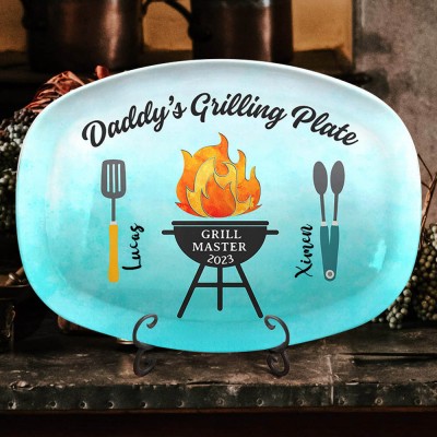 Daddy's Grilling Plate Personalized BBQ Party Family Plate Father's Day Gift