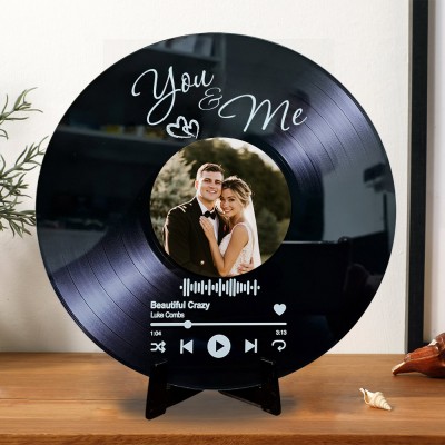 Personalized Couple Photo Spotify Song Plaque Record Valentine's Day Gifts for Soulmate Wedding Anniversary Gift Ideas