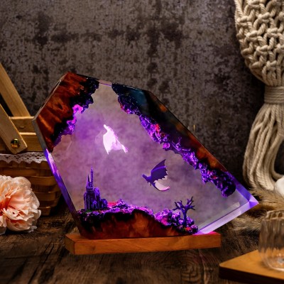 Handmade Dragon Couple Resin Wood Lamp Birthday Gift for Him Gifts for Couple Christmas Gift