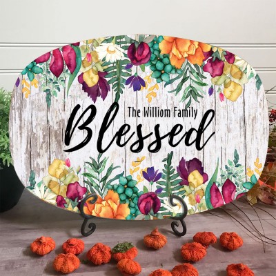 Personalized Thankful Serving Platter Thanksgiving Table Decor
