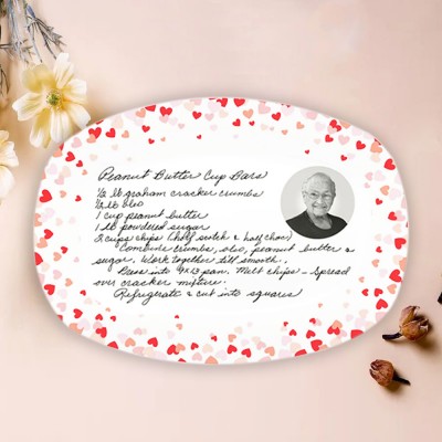 Custom Handwritten Recipe Photo Plate for Girlfriend Anniversary Valentine's Day Gift for Wife