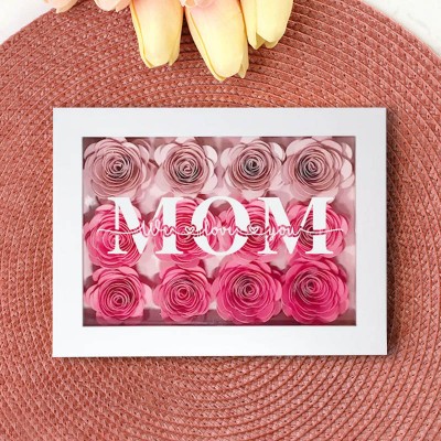 Mom I Love You Paper Flower Shadow Box Gift for Mom Grandma