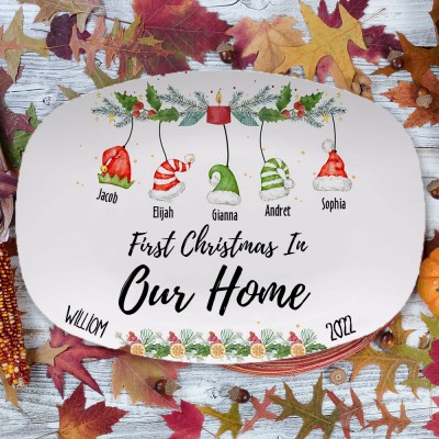 Personalized First Christmas In Our Home Platter with Kids Names Christmas Gift For Family