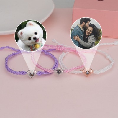 Personalized Heart Photo Projection Bracelet with Picture Inside Christmas Gift Ideas Pet Remembrance Jewelry 