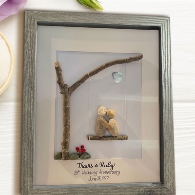 Personalized Wedding Anniversary Pebble Art Frame Anniversary Gift